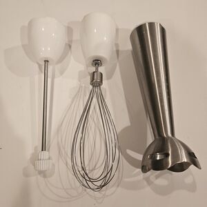 Whisk Mixer Frother White Silver Attachments for Immersion Hand Blender